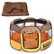 Pet Life All-Terrain Wire-Framed Collapsible Travel Pet Dog Playpen Crate, MD, Brown